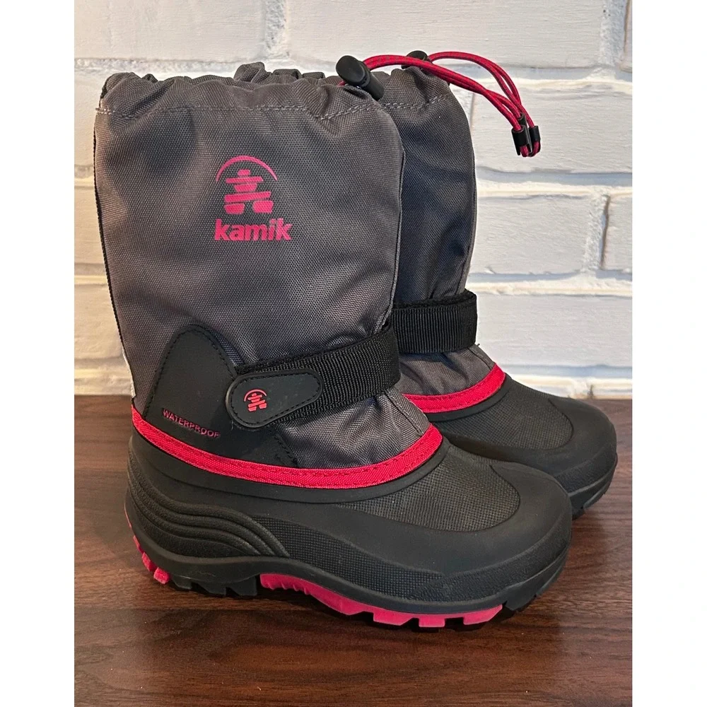 Kamik Kids Waterproof Waterbug Snow Boots Black/Red Size 13 Unisex‎ Insulated